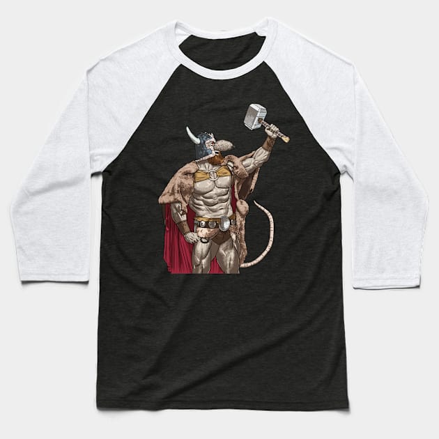 Guilty Viking Rat Baseball T-Shirt by Home gym rats 